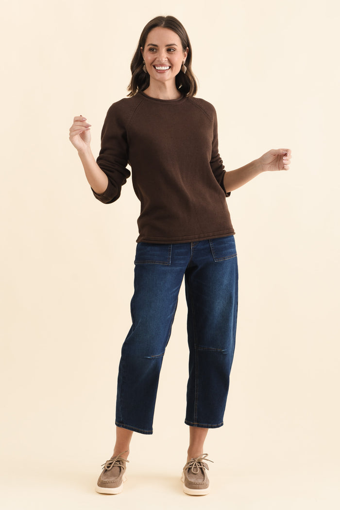 Carrie Chocolate Cotton Knit Jumper