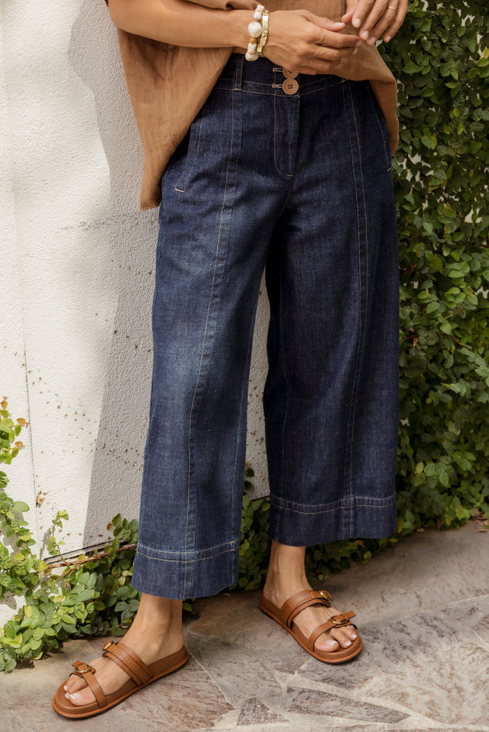 Carsen Dark Blue Wide Leg Jeans,Lifestyle