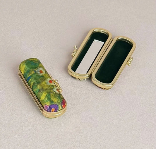 Cathayana Artist Painting Print Lipstick Case/Holder with Mirror-Klimt Flower Farm