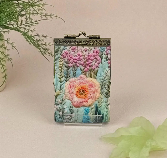 Cathayana Rfid Blocking Card Holder-Digital Embroidery Floral Print