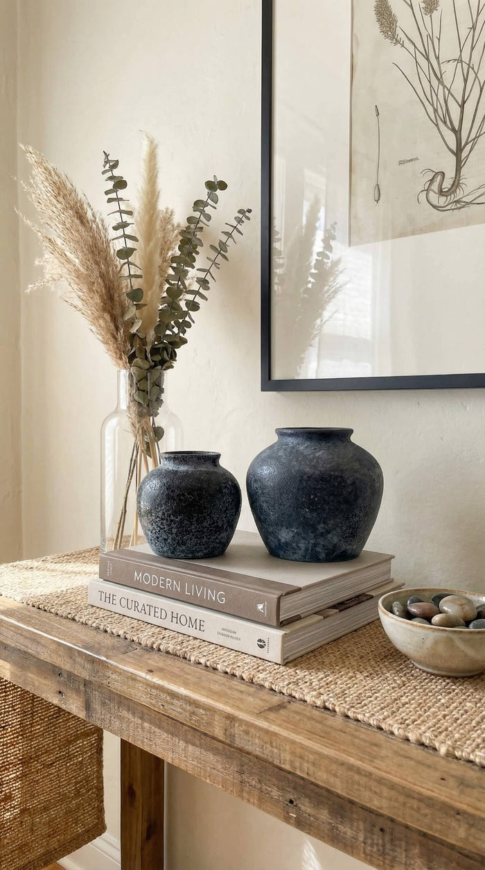 Ceramic Vase, Vintage Style, Black - Athena