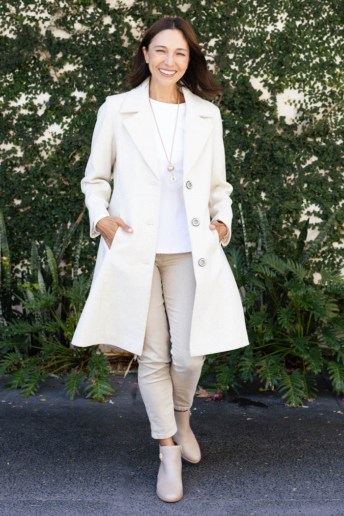 Cevish Beige Button Coat,Lifestyle