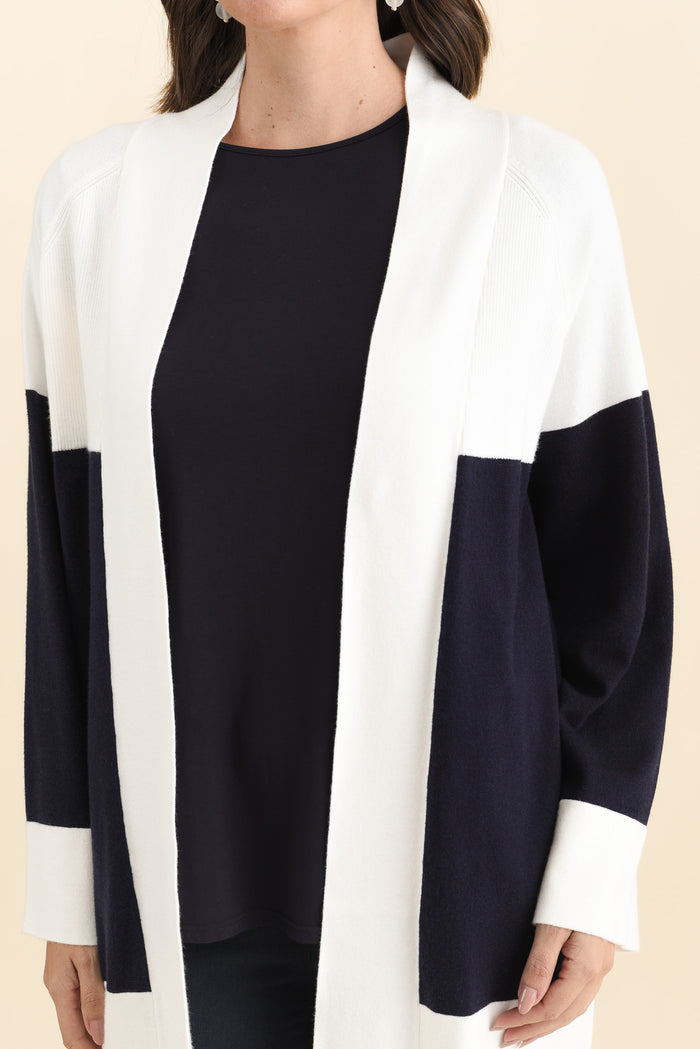 Chase Navy Contrast Knit Cardigan