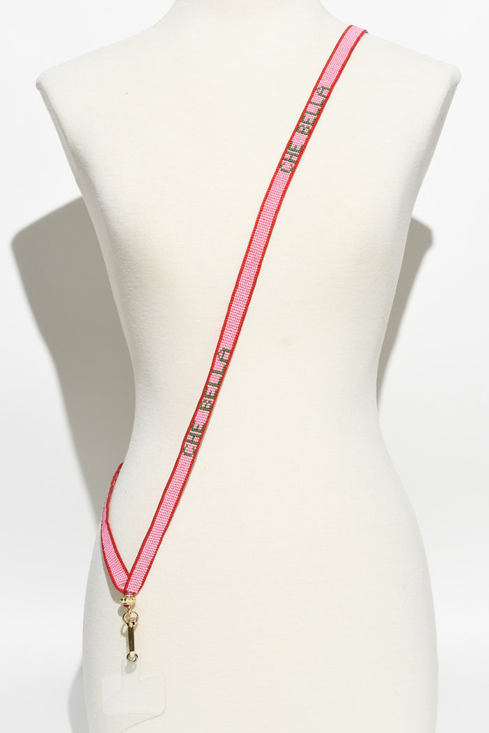 Che Bella Pink Beaded Lanyard,Brunette model,alt text|model:Brontie