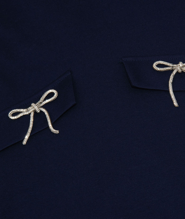 Cheryl Creations Girls Emily Bow Dress Navy Distressed/seasonal girls Cheryl Creations