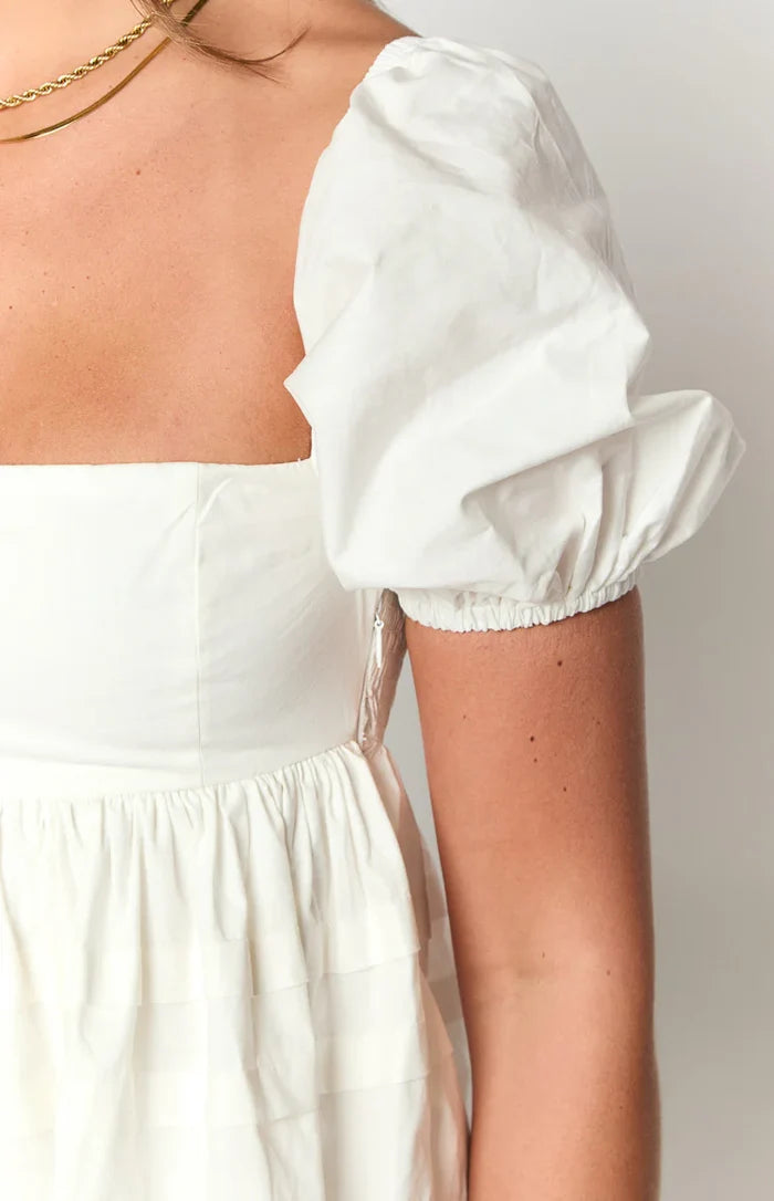 Cipher White Babydoll Mini Dress