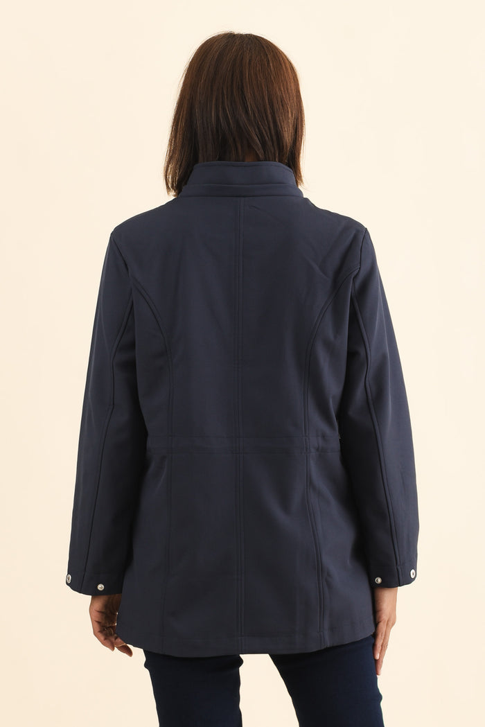 Cora Navy Zip Jacket,Brunette model,alt text|model:Cara