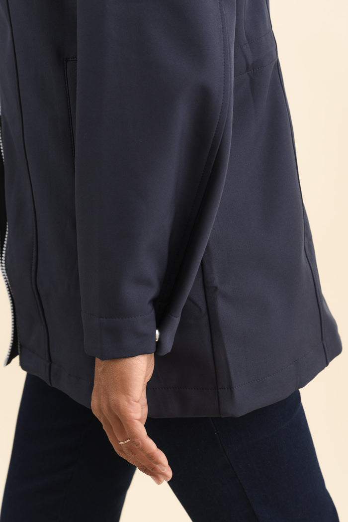 Cora Navy Zip Jacket,Brunette model,alt text|model:Cara