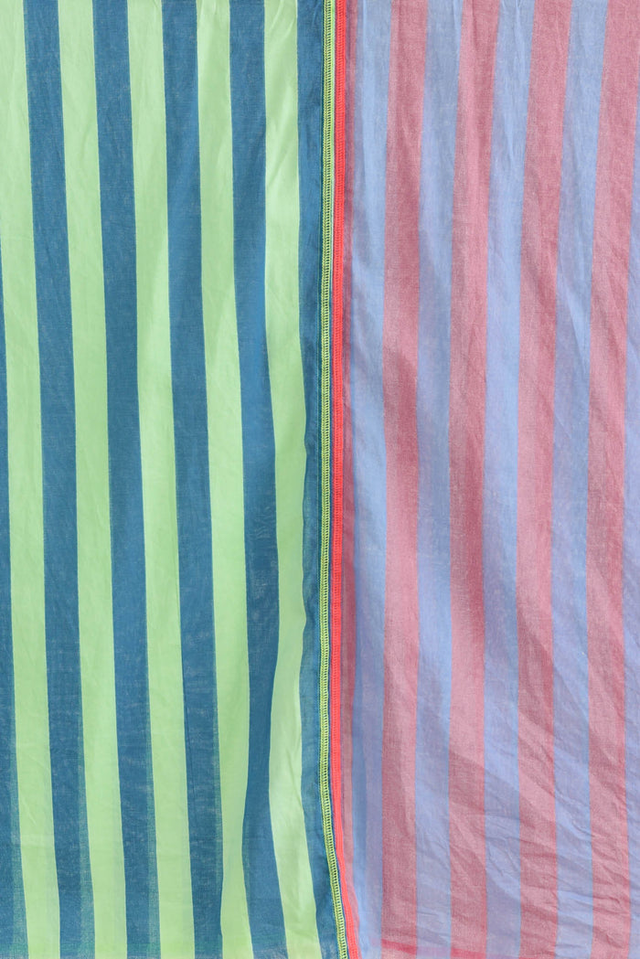 Cosmos Blue Stripe Cotton Sarong,Brunette model,alt text|model:MJ