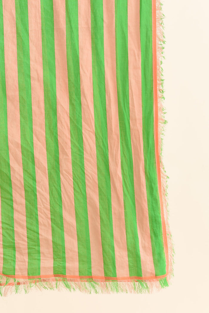 Cosmos Orange Stripe Cotton Sarong,Brunette model,alt text|model:MJ