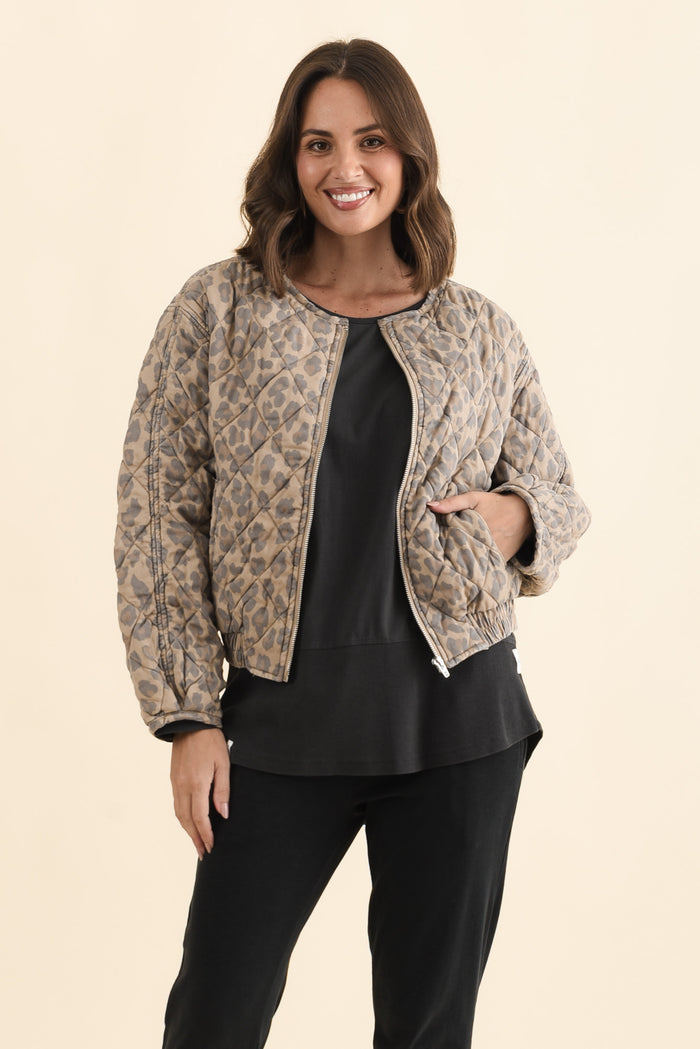 Courtney Tan Leopard Bomber Jacket
