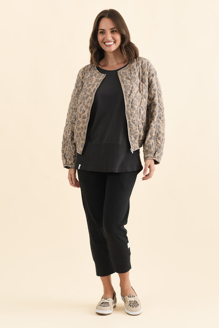 Courtney Tan Leopard Bomber Jacket