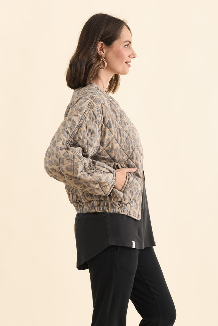 Courtney Tan Leopard Bomber Jacket