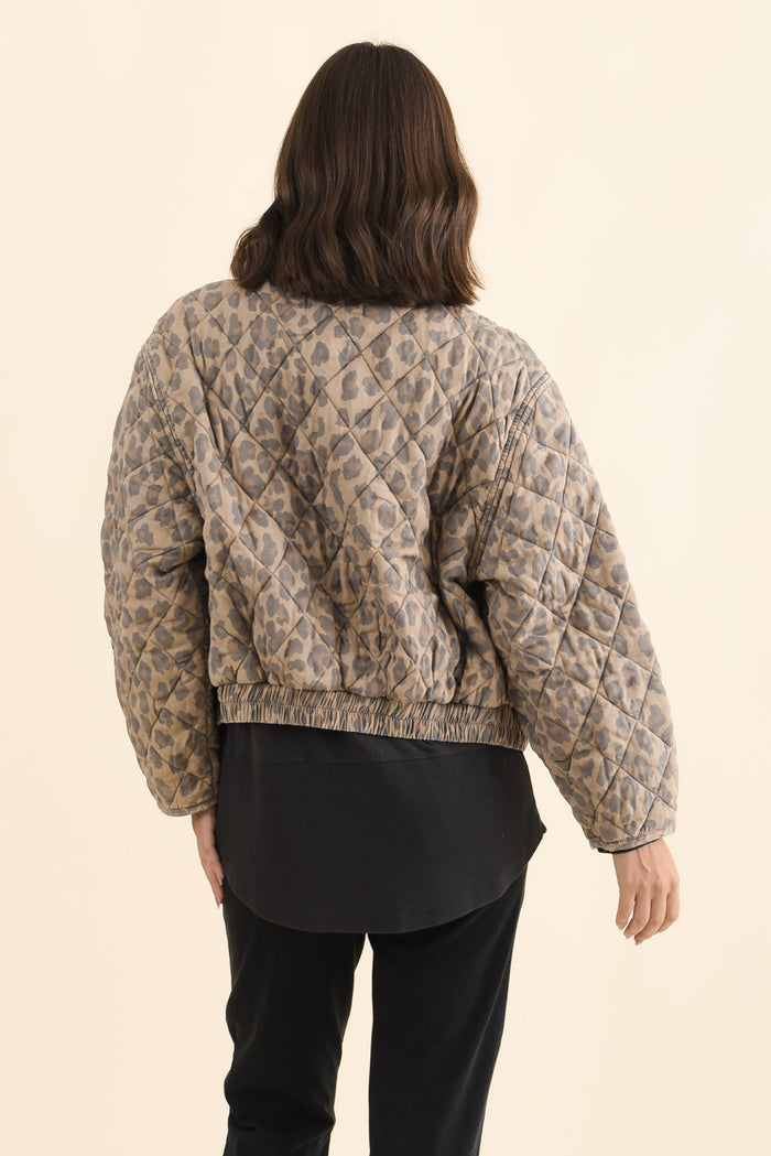 Courtney Tan Leopard Bomber Jacket
