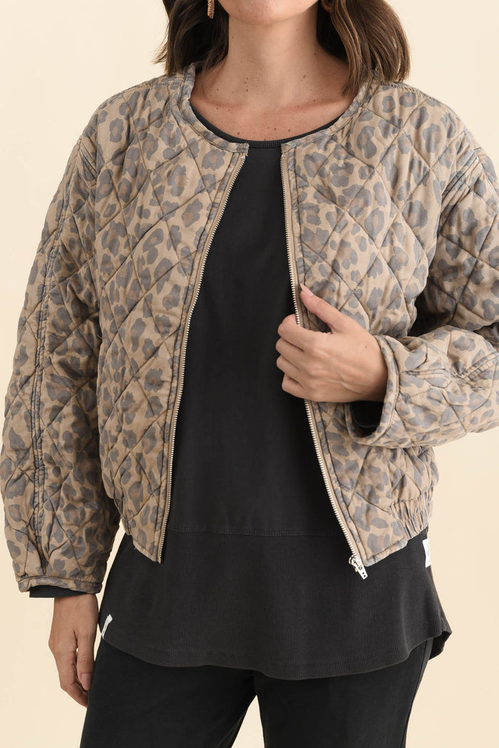 Courtney Tan Leopard Bomber Jacket