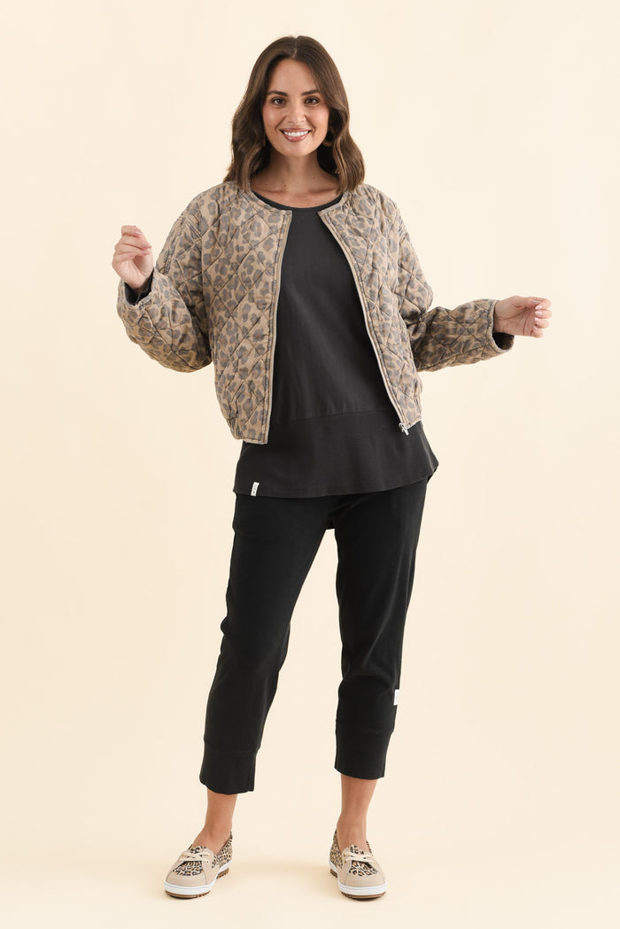 Courtney Tan Leopard Bomber Jacket