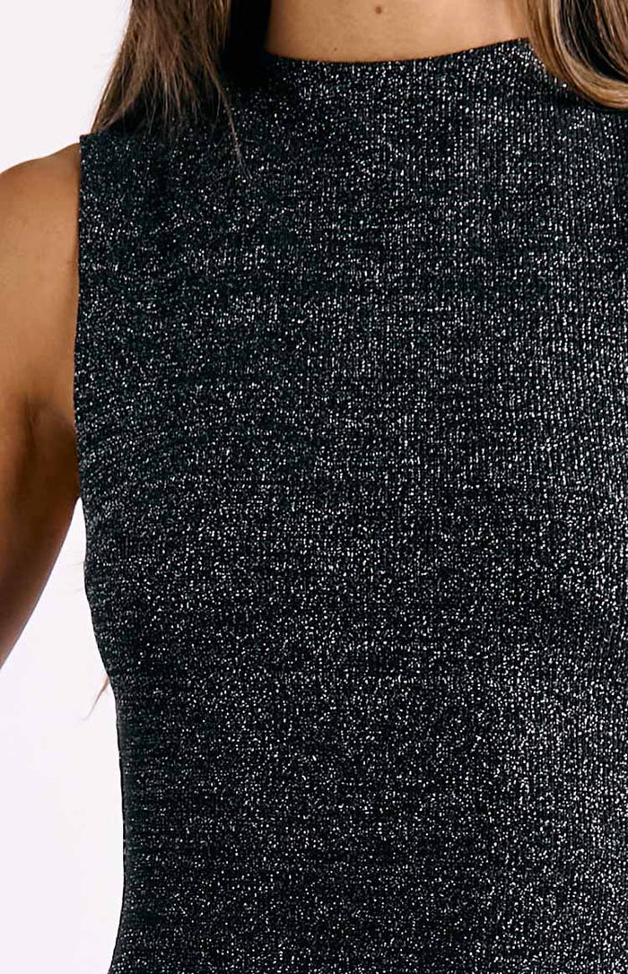 Courtni Black Sequin Ruffle Maxi Dress