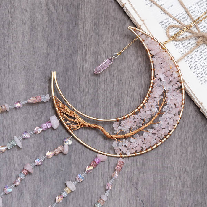 Crystolver 60cm Crystal Tree of Life Moon Dreamcatcher