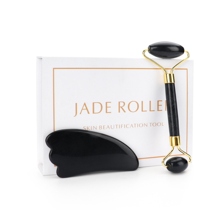 Crystolver Black Jade Roller & Gua Sha Set