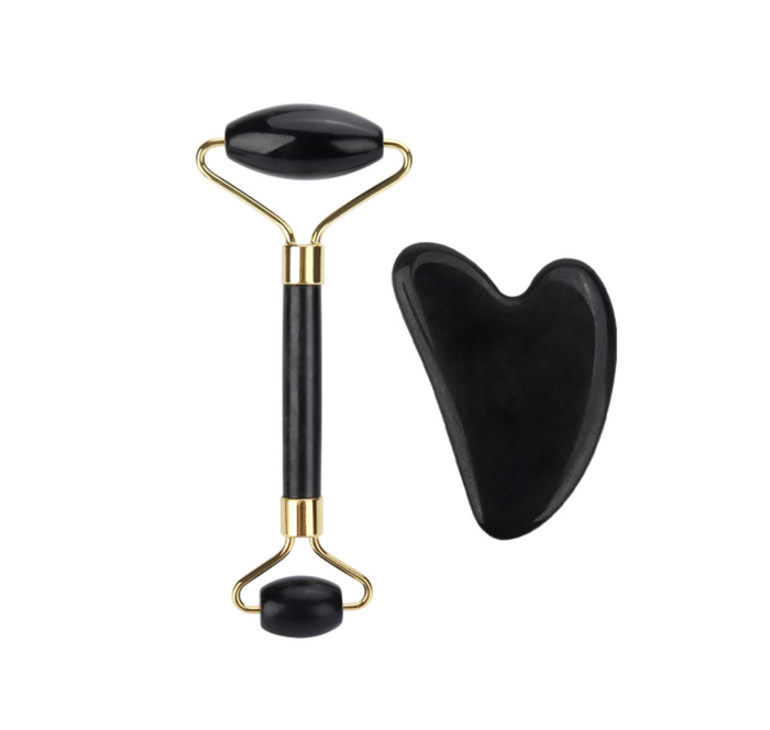 Crystolver Black Jade Roller & Gua Sha Set
