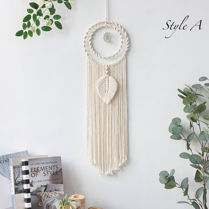 Crystolver Bohemian Macrame Moon Sun Dreamcatcher