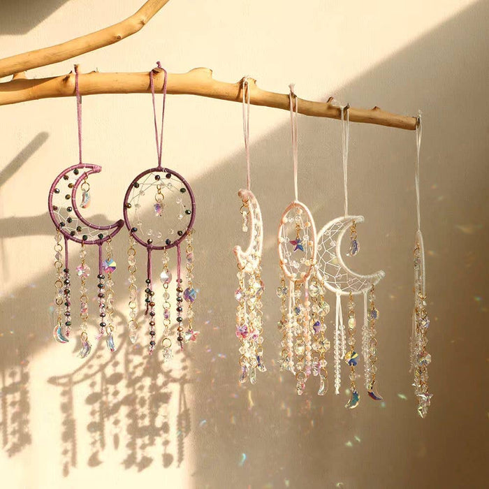 Crystolver Woven round/moon Suncatcher Hanging