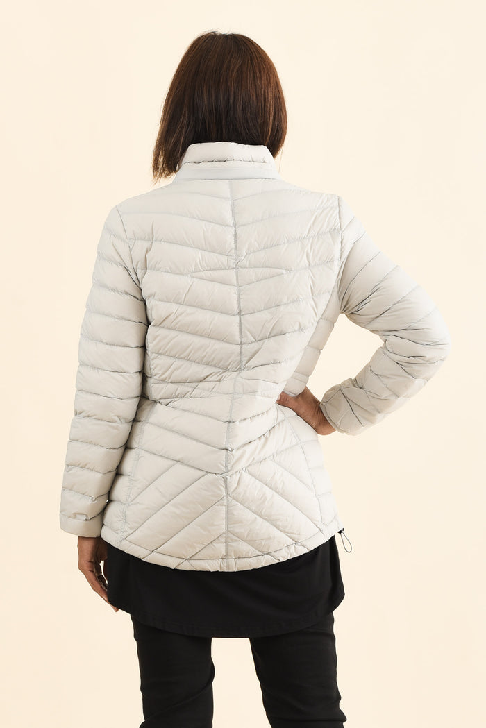 Cushla Grey Down Puffer Jacket,Brunette model,alt text|model:Cara