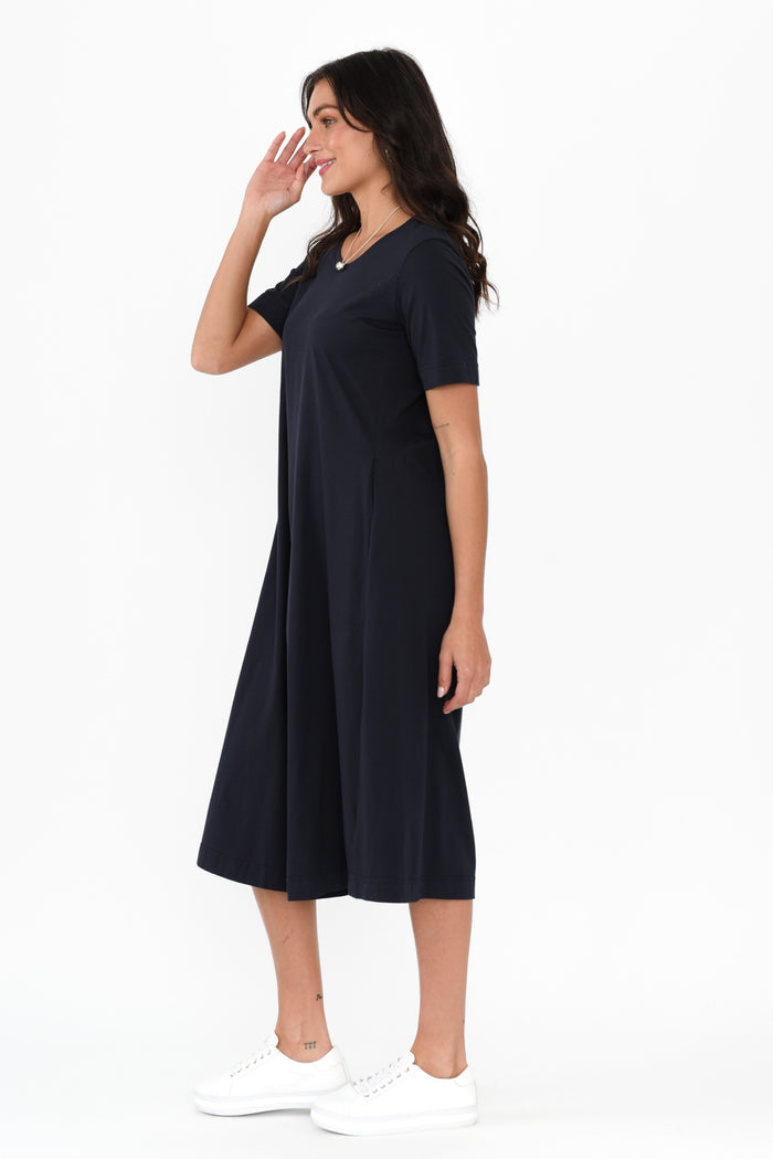 Cynthia Navy Cotton Tee Dress,Brunette model,alt text|model:Brontie