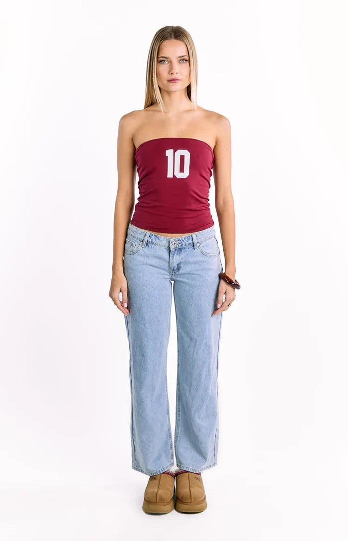 Daisy Burgundy Strapless Top