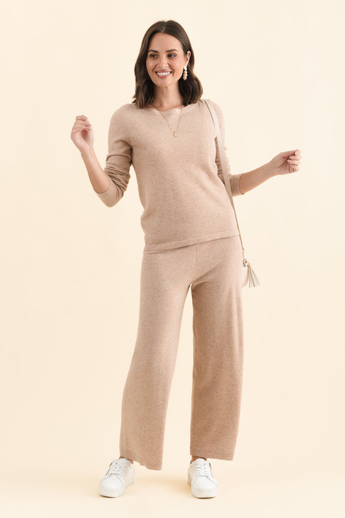 Dalia Beige Wool Cashmere Pants