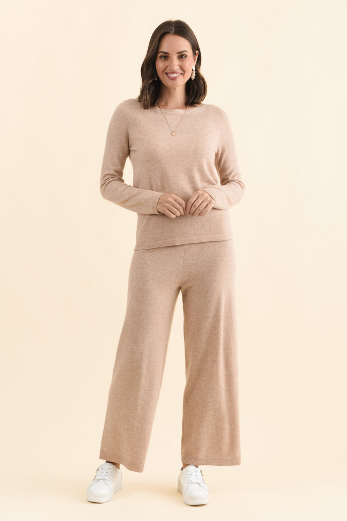 Dalia Beige Wool Cashmere Pants