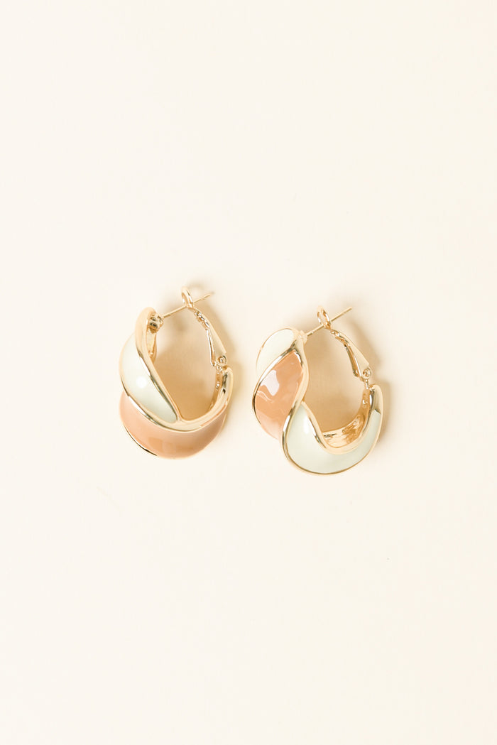 Dallas Mocha Enamel Hoop Earrings