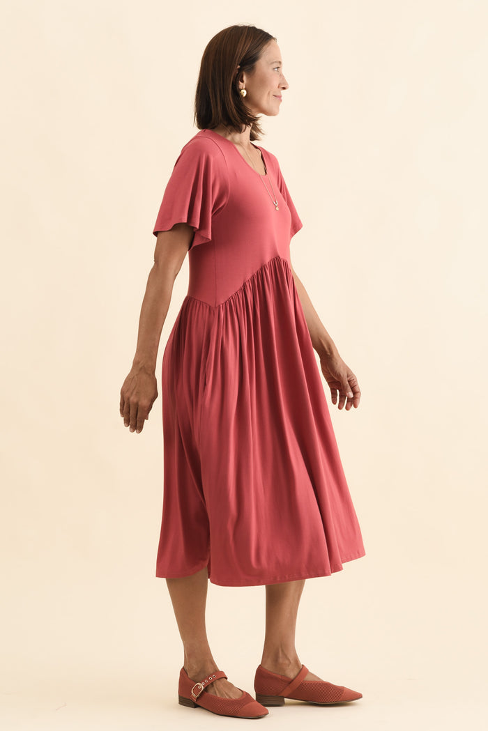 Dalton Rust Crescent Dress,Brunette model,alt text|model:Cara