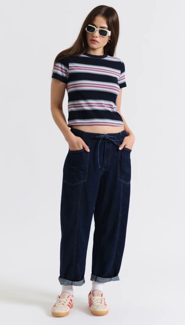DAZE VILLA PANT BARREL LEG DRAWSTRING-BLUE MOOD