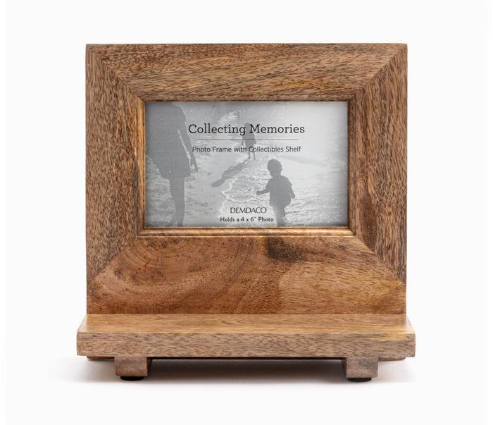 Demdaco Collecting Memories Natural Mango Wood Frame with Shelf (4x6in)