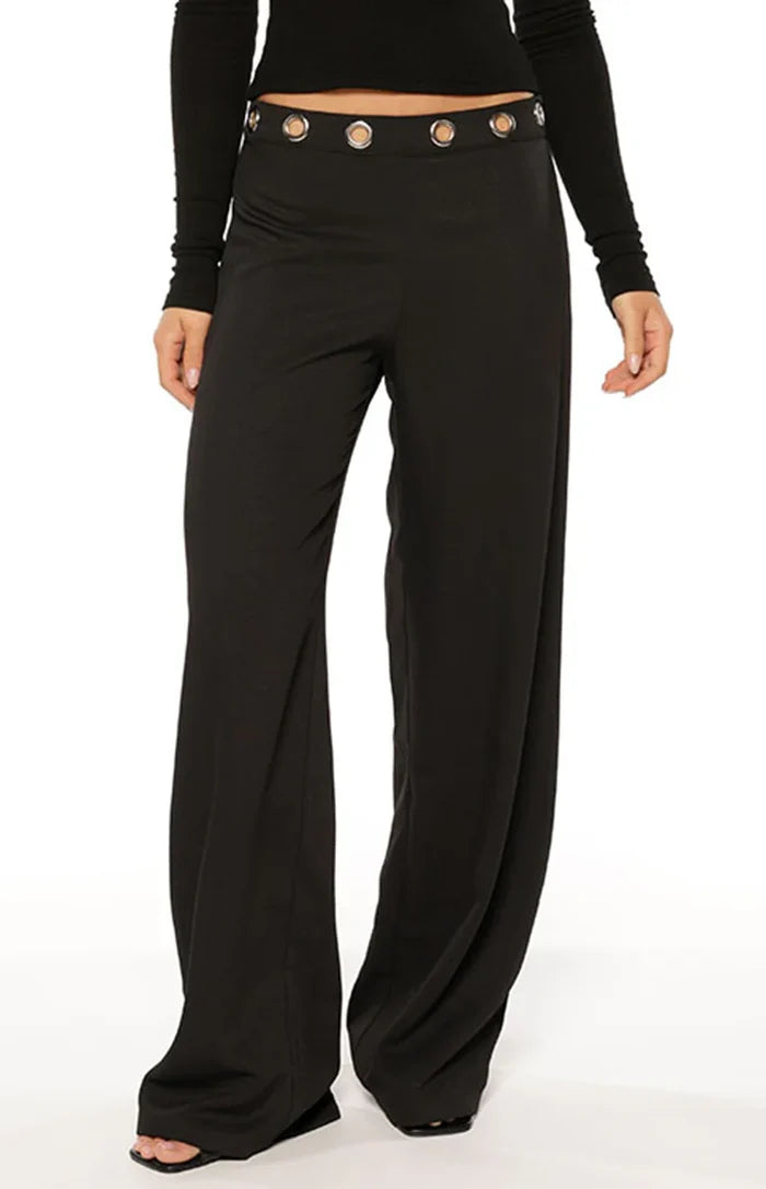 Devotion Black Eyelet Straight Leg Pants