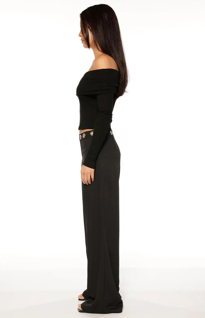 Devotion Black Eyelet Straight Leg Pants
