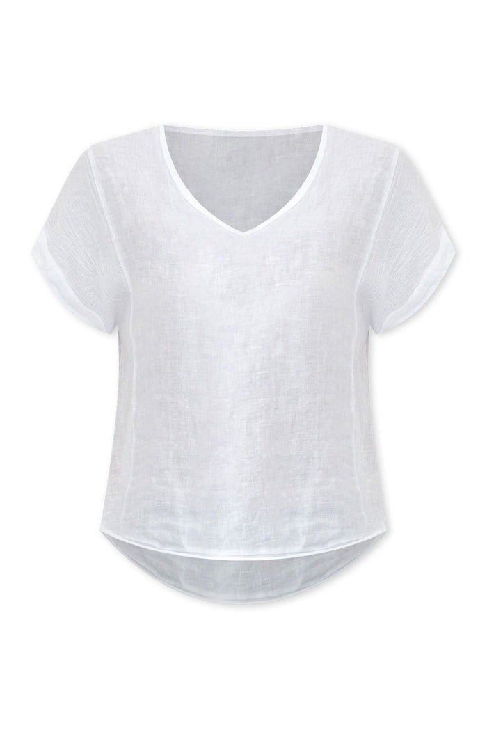 Dorian White Linen Cotton Top,ghost-mani