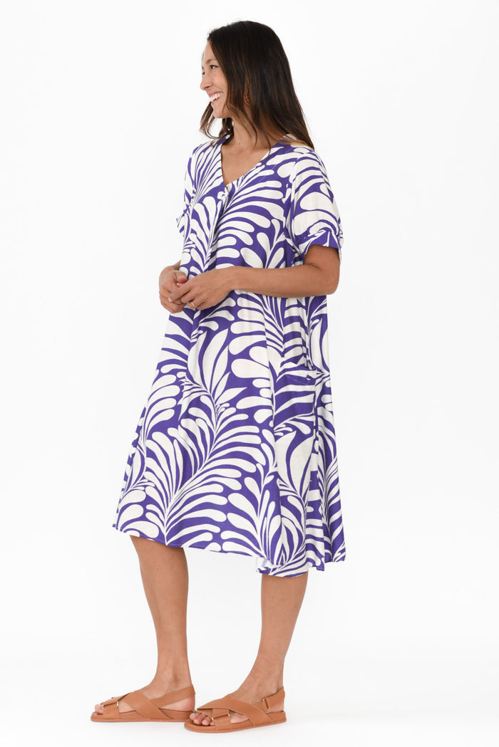 Dulce Blue Swirl Pocket Dress,Brunette model,alt text|model:Cara