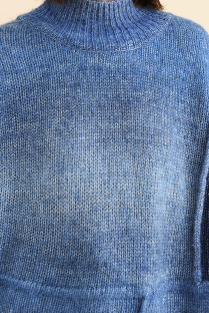 Eclipse Blue Splice Knit Jumper,Brunette model,alt text|model:Cara