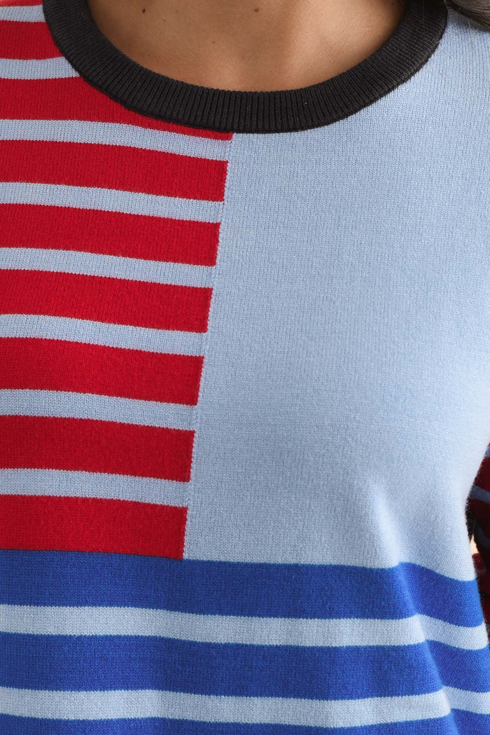 Effie Blue Stripe Knit Jumper,Brunette model,alt text|model:Brontie
