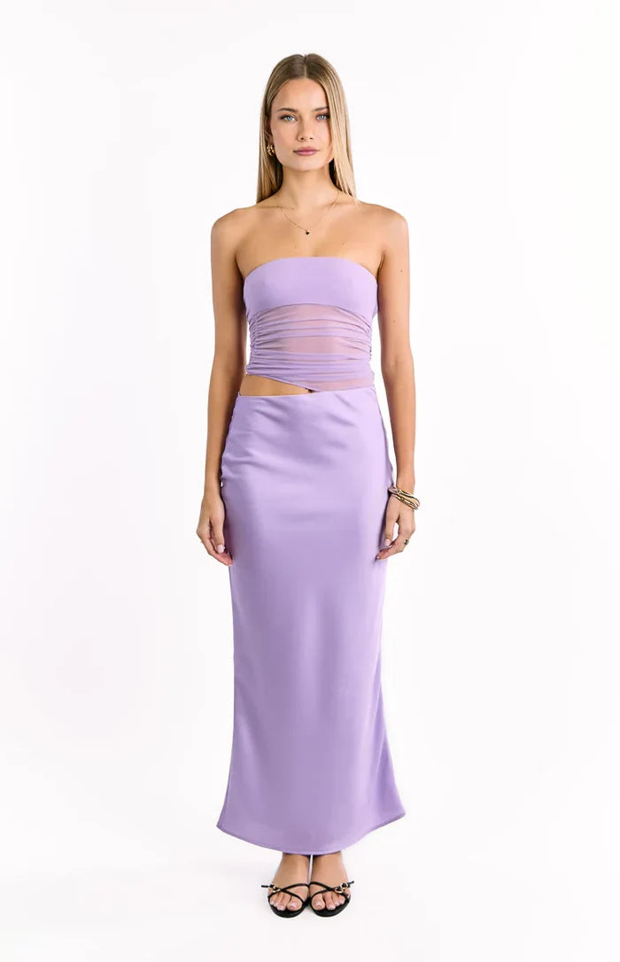 Elinor Lilac Satin Maxi Dress