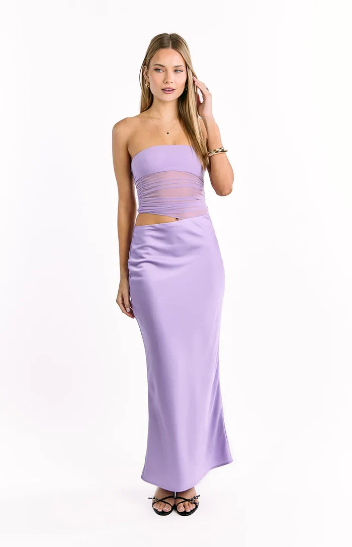 Elinor Lilac Satin Maxi Dress