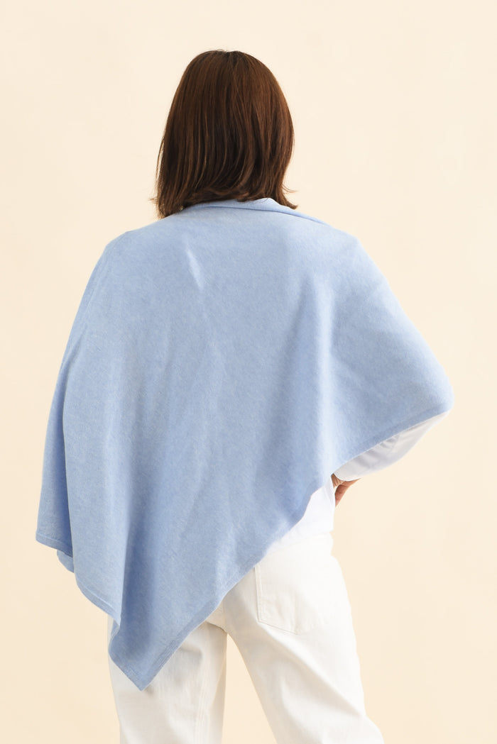 Elorie Blue Cotton Cashmere Poncho