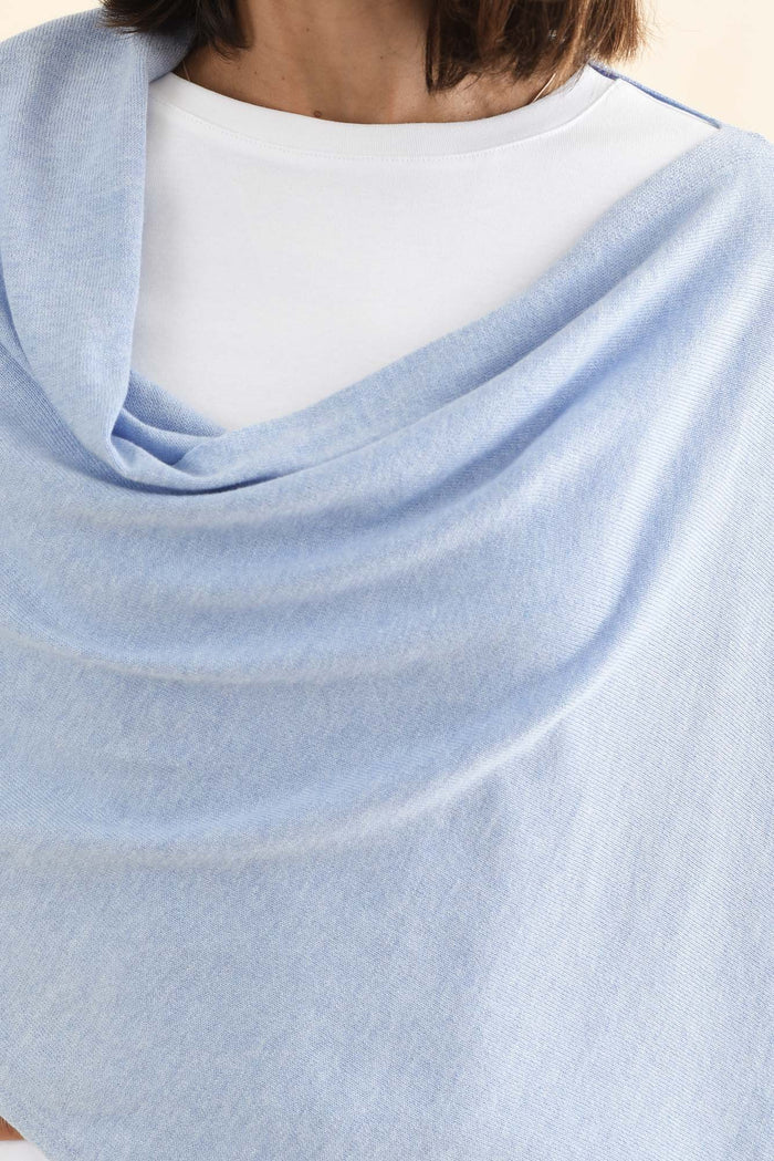 Elorie Blue Cotton Cashmere Poncho
