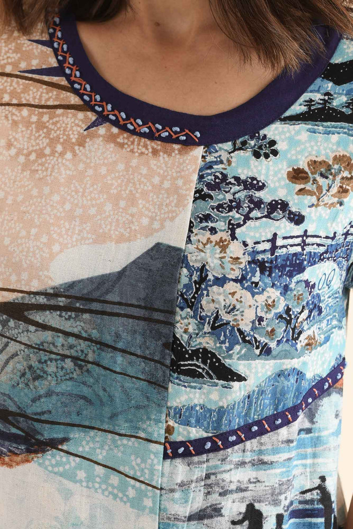 Ethel Beige Vista Organic Cotton Dress,Detail,Brunette model,alt text|model:Cara