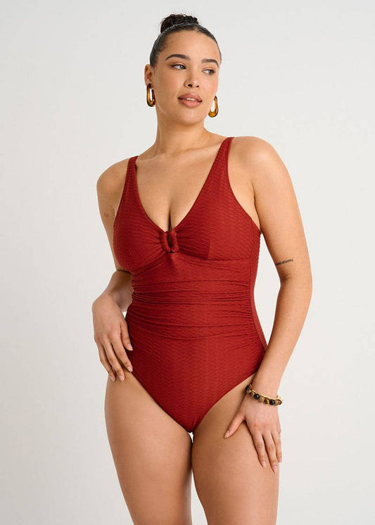 EVERYDAY SUNDAY Textured Full Cup One-Piece with Ring
