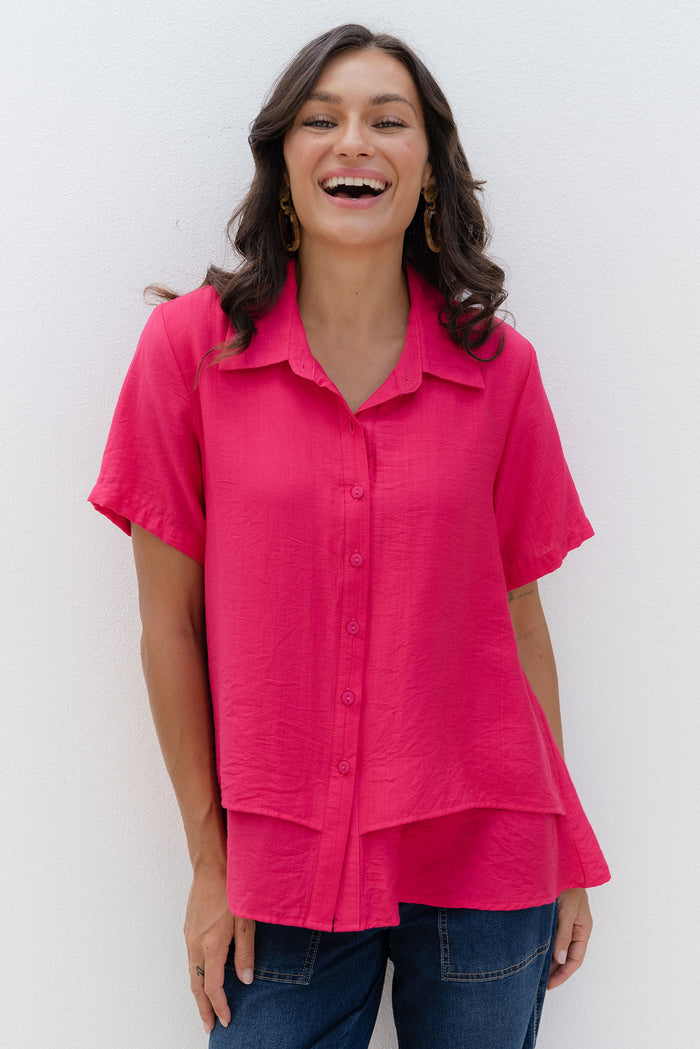 Ezra Hot Pink Layered Top,Lifestyle