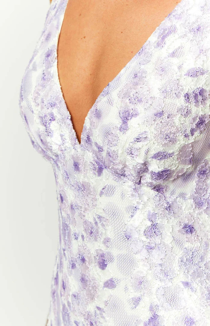 Farida Purple Lace Maxi Dress