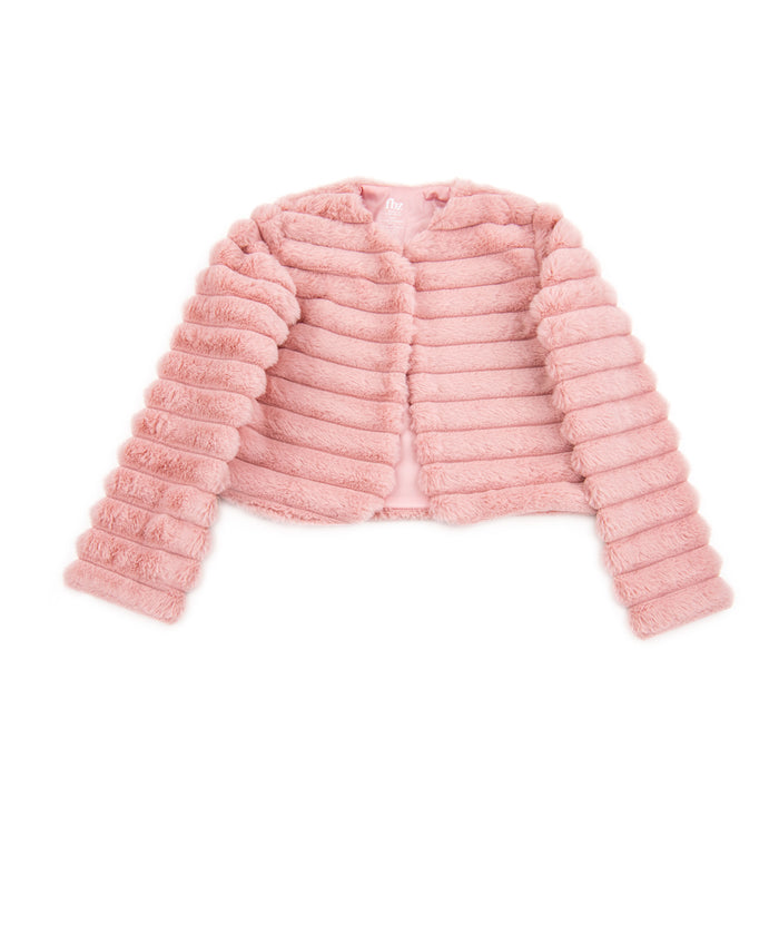 FBZ Girls Fancy Faux Fur Jacket Girls Special Tops FBZ Flowers By Zoe Pink Y/6